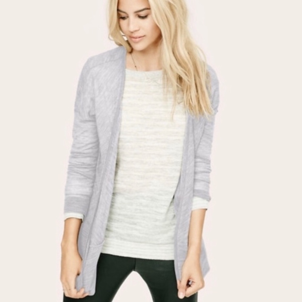 Lou & Grey Gray Gauzy Open Cardigan
